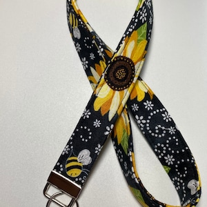 Sunflowers~You are my sunshine fabric Lanyard with swivel clip
