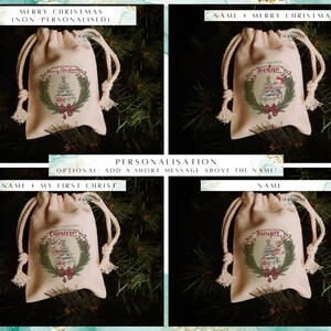 MINI Fir Delight Gift Sack | Stocking Stuffer | Gift Card Bag | Personalised | Small Drawstring Pouch | Jewellery