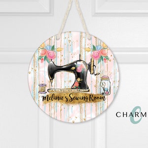 Sewing | Round Wooden Wall Art | Room Decor