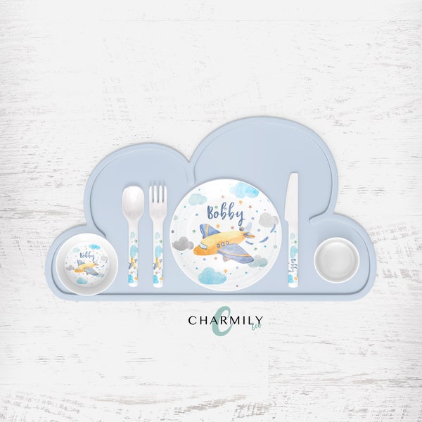 Plane Children's Dinnerware | Dinner Set | Personalised | Melamine | Dinnerware Separates also available!