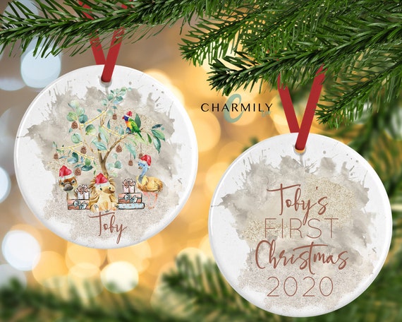 Eucalyptus Tree with Australian Animals | Christmas Ornament | Personalised | Ceramic | Wood | Aluminium