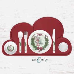Fir Delight Christmas Children&#39;s Dinnerware | Dinner Set | Personalised | Melamine | Dinnerware Separates also available! | Nutcracker