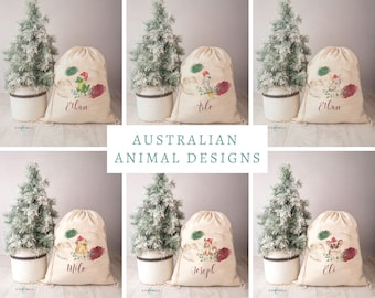 IN STOCK! Australian Animals | Christmas Santa Sack | Large Size! | Personalised Gift Sack | Limited Stock Available!