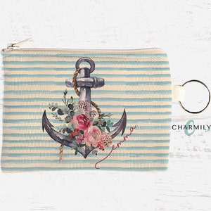 Floral Anchor Coin Purse | Personalised | Non-Personalised