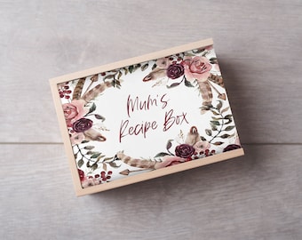 Bohemian Floral Recipe Box | Mum | Grandma | Nanna | Mother's Day Gift | Keepsake Box