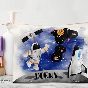 Space | Storage Pouch | Pencil Case | Cosmetic Bag | Travel Pouch | Rose Gold, Gold or Silver Zip! | Personalised