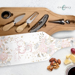 Pretty in Pink | Wine & Cheeseboard Set | 6 pieces | Personalised | Monogram