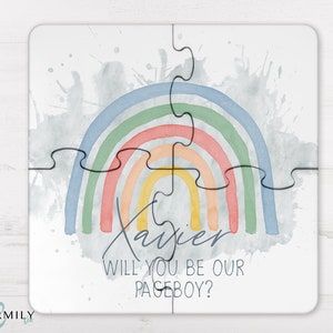Rainbow Blues | Bridal Party Proposal | 4 Piece Wood Puzzle | Coaster Set | Personalised | Wedding | Pageboy | Flower Girl