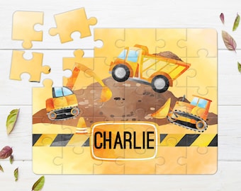 Construction | 30 Piece Wood Puzzle | A4 | Personalised | Non-Personalised