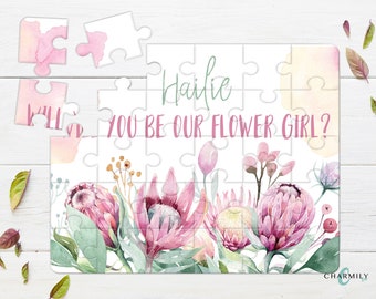 Vinous Floral Flower Girl Proposal | 30 Piece Wood Puzzle | A4