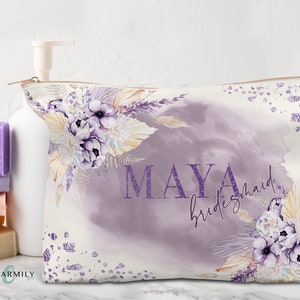 Whimsy Lilac Bridal Party Storage Pouch | Pencil Case | Cosmetic Bag | Travel Pouch | Rose Gold, Gold or Silver Zip! | Wedding Day
