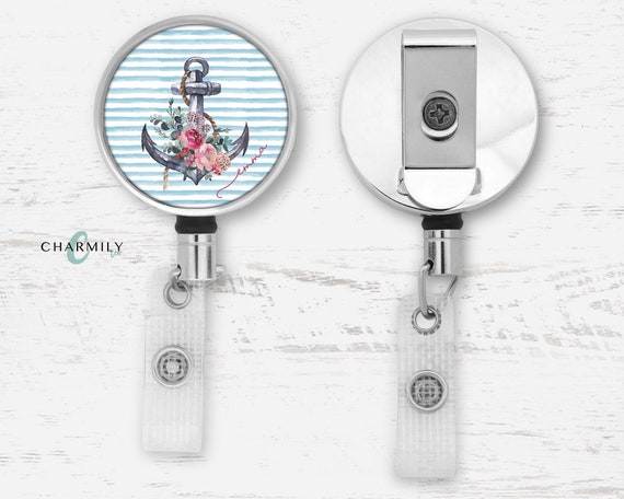 Floral Anchor Badge Reel Personalised Retractable Lanyard Key ID Badge  Personalised Gift -  Canada