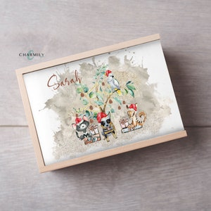Eucalyptus Tree with Australian Animals | Christmas Keepsake Box | 3 Sizes | Personalised | Non-Personalised | First Christmas