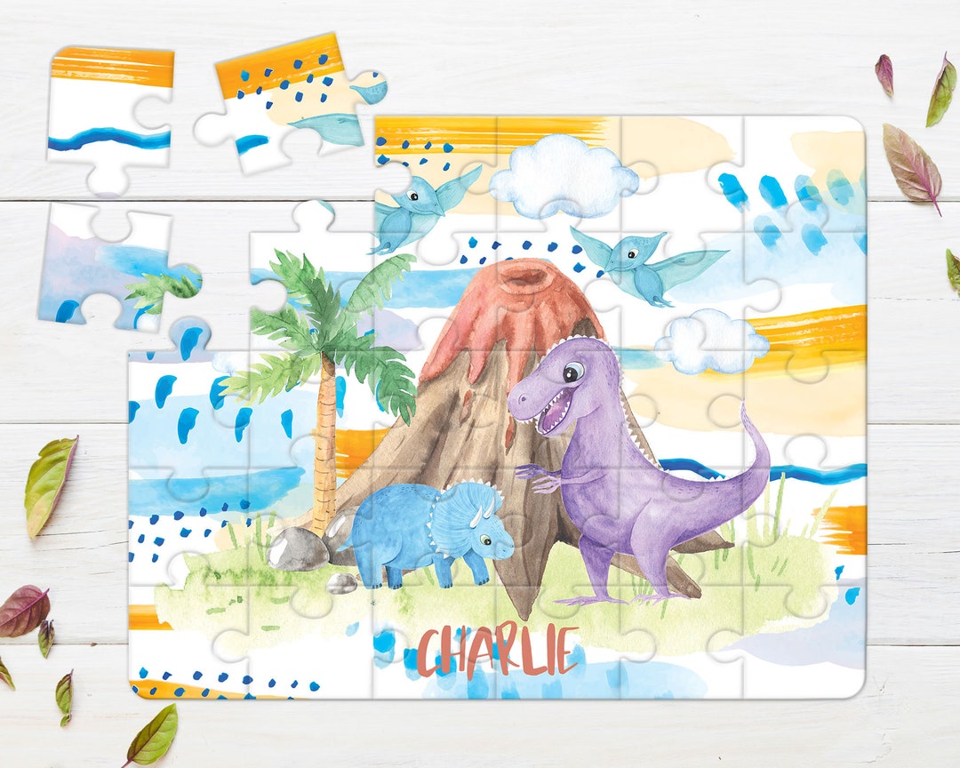Dino 30 Piece Wood Puzzle A4 Personalised Non-personalised - Etsy
