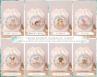 MEDIUM Rainbow Australiana Easter Hunt Bag | Drawstring Sack | Easter Bunny Bag | Personalised Easter