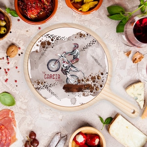 Dirtbike Madness Cheeseboard | Wood + Ceramic | Personalised! | Nibbles Platter | Kitchen Decor