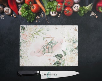 Fairytale Romance | Glass Chopping Board | Personalised | Monogram