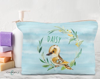 Kookaburra | Storage Pouch | Pencil Case | Cosmetic Bag | Travel Pouch | Rose Gold, Gold or Silver Zip! | Personalised | Non-Personalised