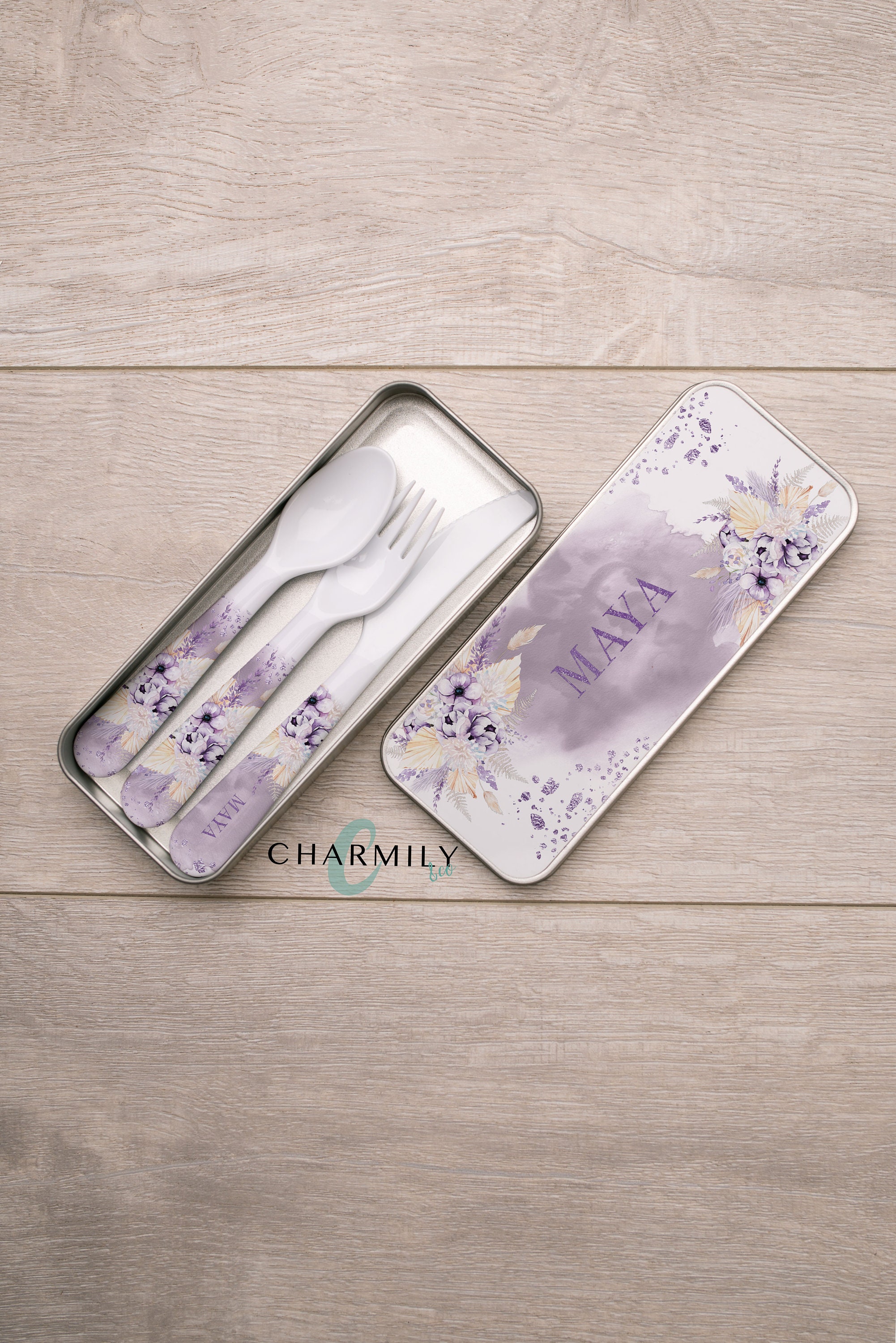 Whimsy Lilac Metal Tin | Pencil Case | Stationary Tin | Accessory Tin ...