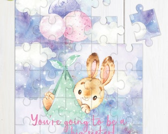 Bunny | 30 Piece Wood Puzzle | A4 | Pregnancy | Baby Announcement | Boy | Girl | Grandparents | Brother | Sister