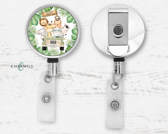 Safari Badge Reel Personalised Retractable Lanyard Key ID