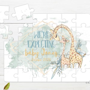Giraffe | 30 Piece Wood Puzzle | A4 | Pregnancy | Baby Announcement | Boy | Girl | Grandparents | Brother | Sister