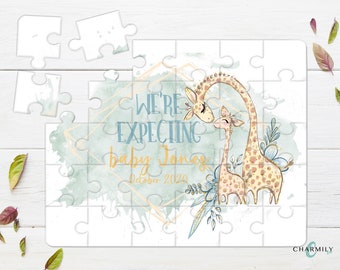 Giraffe | 30 Piece Wood Puzzle | A4 | Pregnancy | Baby Announcement | Boy | Girl | Grandparents | Brother | Sister