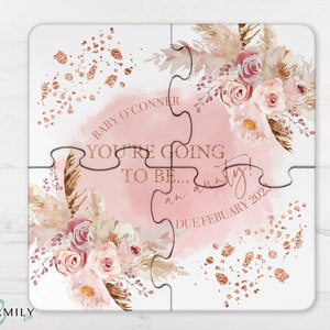 Strawberry Sundae | Pregnancy Announcement | 4 Piece Wood Puzzle | Coaster Set | Personalised Baby Announcement