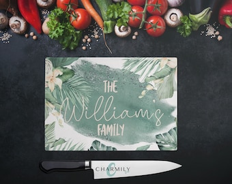 Tropical Boho | Glass Chopping Board | Personalised