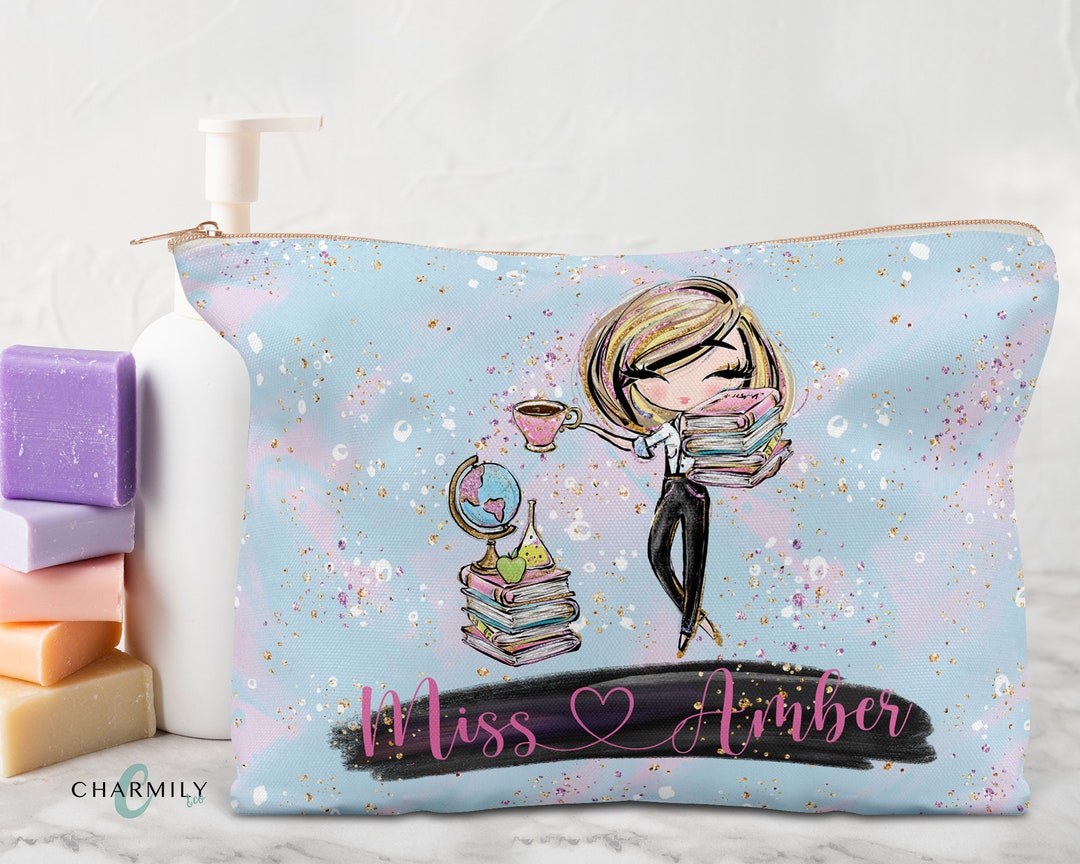 Teacher Bookstack Storage Pouch Pencil Case Cosmetic Etsy