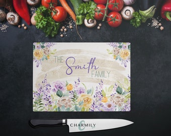 Wildflowers | Glass Chopping Board | Personalised