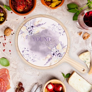 Whimsy Lilac Cheeseboard | Wood + Ceramic | Personalised! | Cheese Platter | Birthday Gift