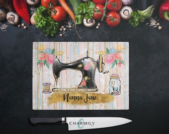 Sewing | Glass Chopping Board | Personalised | Non-Personalised