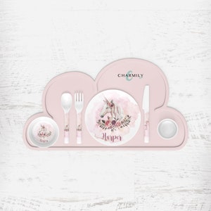 Unicorn Children&#39;s Dinnerware | Dinner Set | Personalised | Melamine | Dinnerware Separates also available!