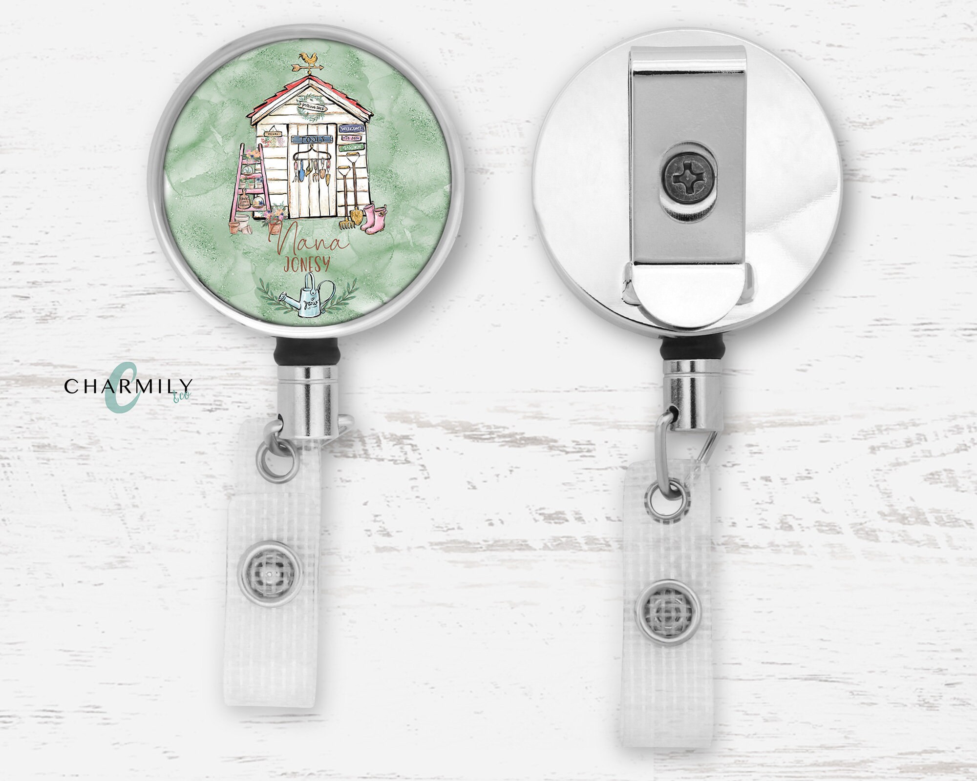 Garden Shed Badge Reel | Personalised | Retractable lanyard | Key | ID Badge | Personalised Gift