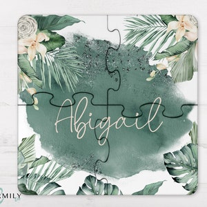 Tropical Boho | 4 Piece Wood Puzzle | Coaster Set | Personalised | Non-Personalised