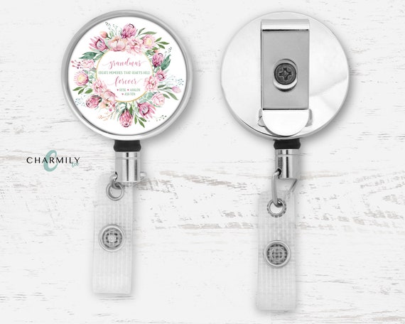 Floral Quote Badge Reel Personalised Retractable Lanyard Key ID