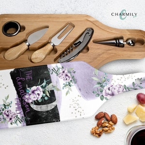 Purple Peony | Wine & Cheeseboard Set | 6 pieces | Personalised | Non-Personalised