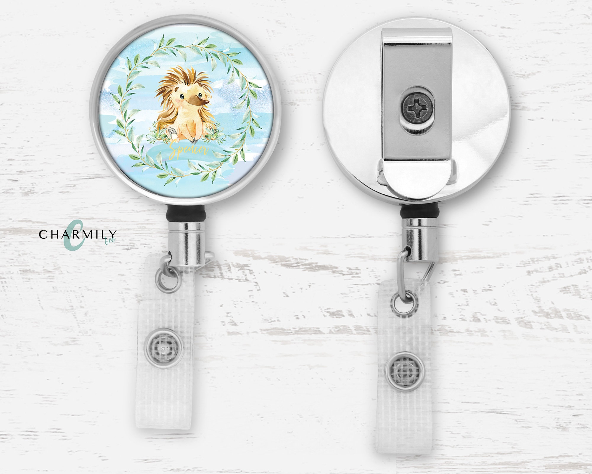 Kangaroo Badge Reel Retractable Animal ID Holder Cute Mom Baby Name Tag  Clip