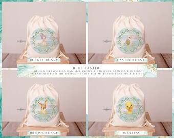MINI Blue Easter Gift Bag | Drawstring Sack | Easter Bunny Bag | Personalised Easter | Bunnycorn | Duckling