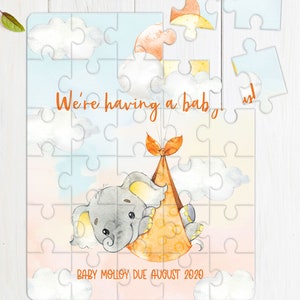 Elephant | Gender Neutrals | 30 Piece Wood Puzzle | A4 | Pregnancy | Baby Announcement | Boy | Girl | Grandparents | Brother | Sister