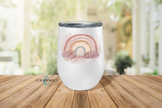 Rainbow | Earthy Tones | Stemless Wine Tumbler | 12 Oz | Personalised or  Non-personalised - Etsy