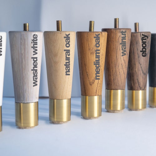 Tapered Oak Wooden Furniture Legs Replacement Midcentury Etsy