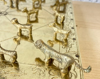 Vintage Brass Bagh Chal - Nepalese Tiger & Goat Game -dates from 1990s