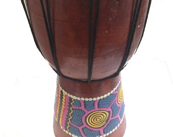 Hand Painted Djembe Drum - Sizes 15 cm to 40 cm high - Authentic African Style - Fair Trade