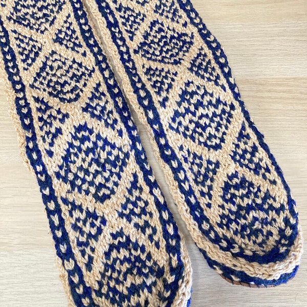 Chaussettes chaussons afghanes - commerce équitable - tricotées à la main - 4 tailles disponibles - choix de couleurs vives ou tamisées