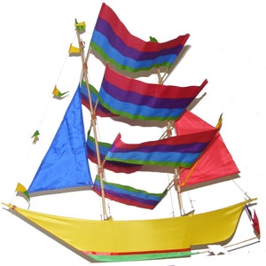 Large Colourful Handmade Sailing Boat / Pirate Boat Kite - Fair Trade