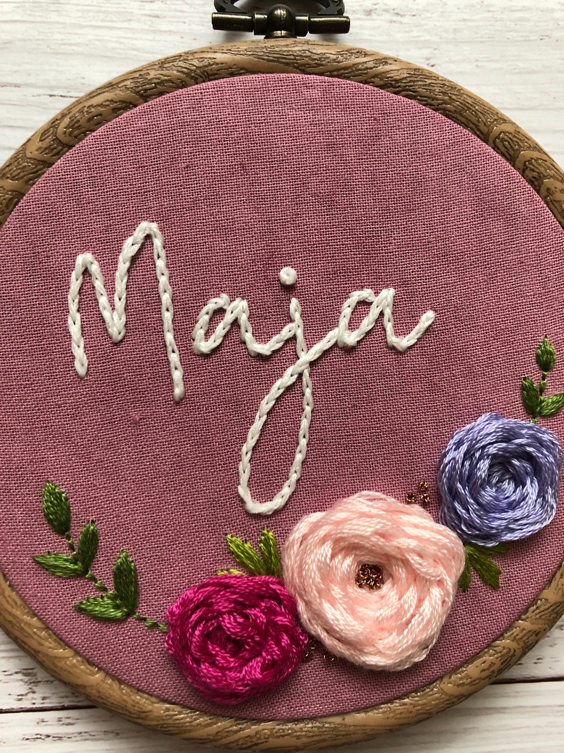 Embroidered name handmade embroidery hoop art 4 115  etsy Embroidered name handmade embroidery hoop art 4 115  etsy