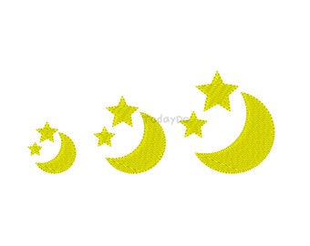 Moonlighting Moon and Stars Embroidered Pin