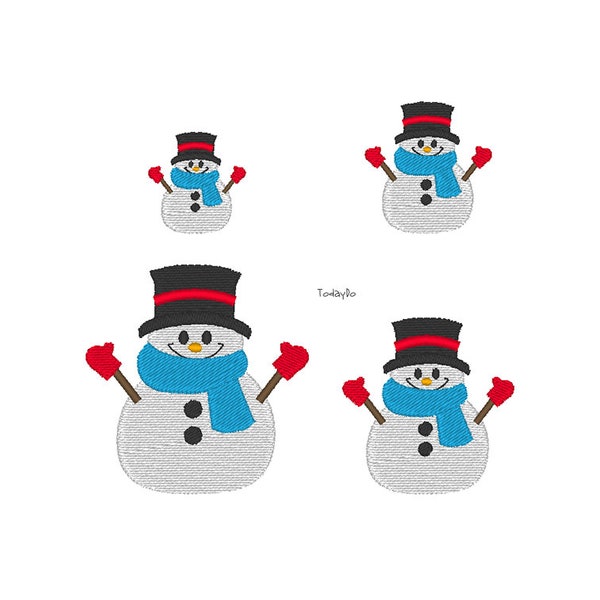 Mini Snowman Machine Embroidery Design- 4Sizes- INSTANT DOWNLOAD